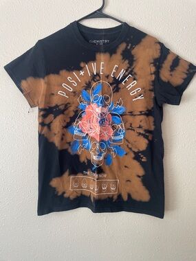 Chemistry Black and Brown Tie-Dye Tee with Blue and Red Graphic
